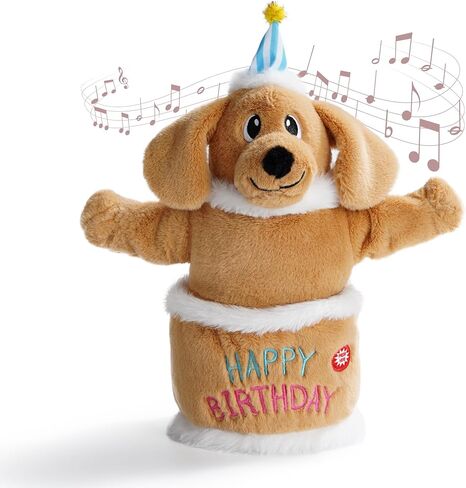 Fuzzwoof Dog Happy Birthday Cake Toy with Crinkle, Stuffed Plush Puppy Present for Birthday Party, Dog Toy for Small Medium in Kuwait