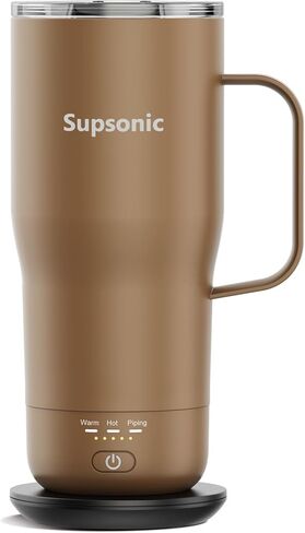 Supsonic - كوب قهوة ذكي مُسخن، كوب تسخين ذاتي قابل لإعادة الشحن سعة 20 أونصة، كوب قهوة كهربائي للتحكم في درجة الحرارة للمشروبات، القهوة في المنزل وفي الهواء الطلق، هدايا كوب قهوة مُسخن للرجال والنساء | S3 in Kuwait