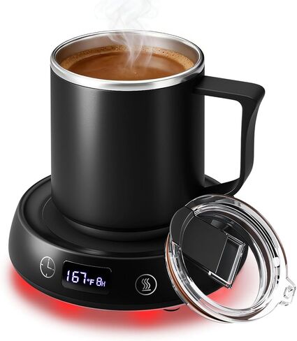 Coffee Mug Warmer & Mug Set, Electric Beverage Milk Tea Water Cup Warmer for Desk, Candle Warmer Plate with 4 Temp. Setting, Auto Shut Off for Home Office Birthday Present in Saudi Arabia