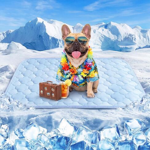 Dog Cooling Mat for Large Dogs, Long-Lasting Cool Pad for Dogs Outdoor & Indoor Use with Ice Silk Fabric & Waterproof Cover, Summer Cooling Pet Bed 36" x 26", Non-Slip Washable Pet Blanket in Kuwait