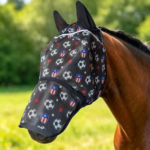 قناع ذبابة الحصان الشبكي الناعم من BARN & STABLE مع آذان، قناع ذبابة خفيف الوزن للحماية من الأشعة فوق البنفسجية للخيول، مساحة كبيرة ثلاثية الأبعاد للعين مع أشرطة من الصوف الناعم قابلة للتعديل in Kuwait