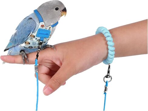 Bird Harness Leash Set Adjustable Vest Anti-Lost Wrist Strap for Parakeet Cockatiel Conure Lovebird (Purple, Sun Conure: 5.5 * 10cm / 5g) in Saudi Arabia