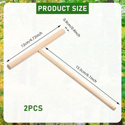 2 Pcs Crepe Spreader, 6.1 Inches x 4.7 Inches Natural Wooden T-Shaped Crepe Spatula, Wood Crepes Maker, Pancake Maker Tool for Flat Tortilla Shells in Kuwait