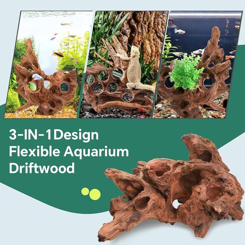 Driftwood for Aquarium Natural Aquarium Wood for Aquascaping Fish Tank Decorations Reptile Tank Decor (Porous Natural Driftwood 11-15“) in Kuwait