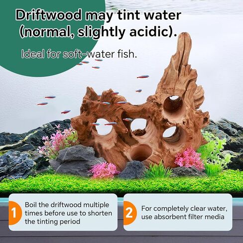 Driftwood for Aquarium Natural Aquarium Wood for Aquascaping Fish Tank Decorations Reptile Tank Decor (Porous Natural Driftwood 11-15“) in Kuwait