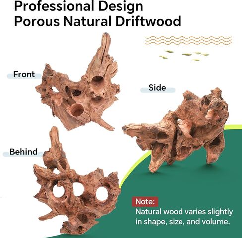 Driftwood for Aquarium Natural Aquarium Wood for Aquascaping Fish Tank Decorations Reptile Tank Decor (Porous Natural Driftwood 11-15“) in Kuwait