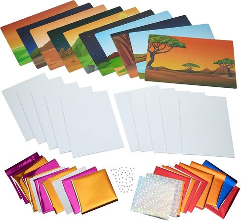 Playbees Foil Art Kit Dinosaurs - Preschool Arts and Crafts Kit for Kids- No Mess Art for Boys & Girls Ages 4, 5, 6, 7, 8, 9 Years Old - DIY Creative Activity - Art & Craft Activity in Saudi Arabia
