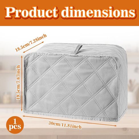 2 Slice Toaster Cover, Quilted Toaster Dust Cover with Perfect Fit for Most Models, Breathable Polyester Fabric, Easy to Clean (Gray, 1 Pack) in Kuwait