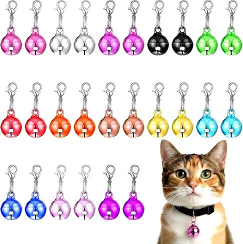 26Pcs Cat Collar Bell Pet Bells for Cat Dog Collar, Colourful Small Dog Puppy Pet Bells for Collars with 1Pack Keychain in Kuwait