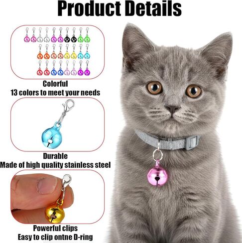 26Pcs Cat Collar Bell Pet Bells for Cat Dog Collar, Colourful Small Dog Puppy Pet Bells for Collars with 1Pack Keychain in Kuwait
