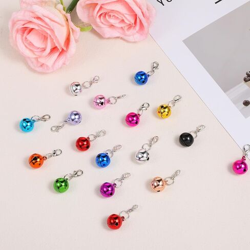 26Pcs Cat Collar Bell Pet Bells for Cat Dog Collar, Colourful Small Dog Puppy Pet Bells for Collars with 1Pack Keychain in Kuwait