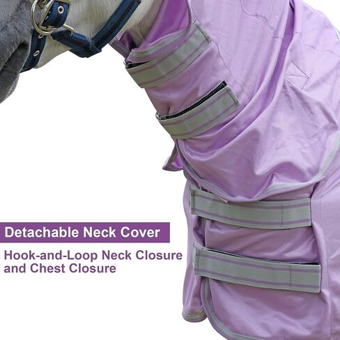LEAFOREST Miniature Pony Horse Fly Sheet - with Neck Cover & Belly Band Breathable Mesh UV Protection Summer Sheets for Mini Horses Foal Yearling Donkey Violet 60 inches in Kuwait