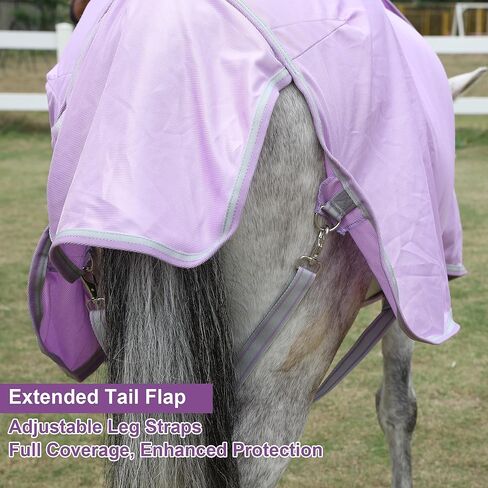 LEAFOREST Miniature Pony Horse Fly Sheet - with Neck Cover & Belly Band Breathable Mesh UV Protection Summer Sheets for Mini Horses Foal Yearling Donkey Violet 60 inches in Kuwait