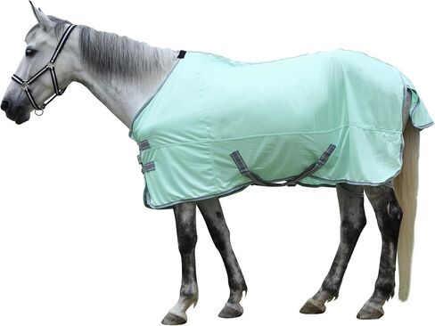 Horse Fly Sheet Lining, Breathable Mesh Horse Sheets, Equine Summer Sheets UV Protection, Bug Mosquito FlySheet for Stable, Pasture, Barn - Standard Neck - Mint Green 78" in Kuwait