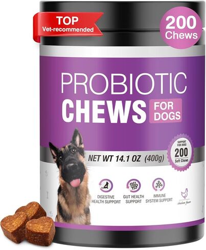 Probiotics for Dogs 200pcs Dog Probiotics for Digestive Health Digestive Enzymes and Prebiotic, Probiotic Chews for Dogs Support Gut Health, Relieve Diarrhea, Itchy Skin, Enhance Immunity in Saudi Arabia