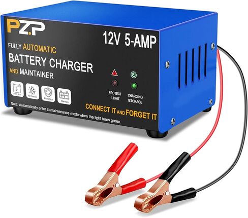 PZ.P Battery Charger 12V 5AMP Automotive Battery Maintainer Trickle Charger for Car Motorcycle Boat ATV Marine Lead Acid Batteries Power Supply for 12V Automotive Equipment in Saudi Arabia