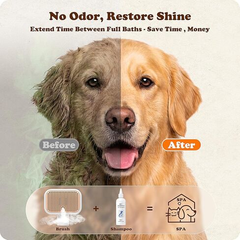 Rorhxia Steam Dog Brush for Shedding [Skin Friendly, Self Cleaning, 1*Shampoo, IPX7 Waterproof] Pet Pro Grooming Tool for Dog & Cat, Short/Long Hair, Poodle, Doodle, Bulldog, Golden, Labrador etc. in Kuwait