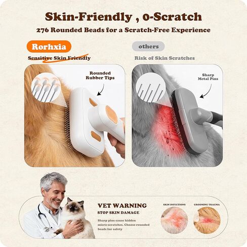 Rorhxia Steam Dog Brush for Shedding [Skin Friendly, Self Cleaning, 1*Shampoo, IPX7 Waterproof] Pet Pro Grooming Tool for Dog & Cat, Short/Long Hair, Poodle, Doodle, Bulldog, Golden, Labrador etc. in Kuwait