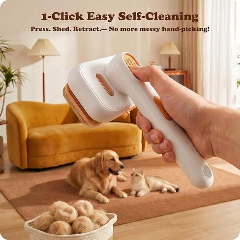 Rorhxia Steam Dog Brush for Shedding [Skin Friendly, Self Cleaning, 1*Shampoo, IPX7 Waterproof] Pet Pro Grooming Tool for Dog & Cat, Short/Long Hair, Poodle, Doodle, Bulldog, Golden, Labrador etc. in Kuwait