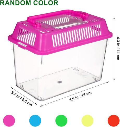 Angoily Turtle Tank, 0.4 Gal Portable Plastic Handheld Mini Fish Tanks Clear Reptile Habitat Carrier Catch and Release Aquarium Small Pet Aquarium with Handle for Travel and Home Use, Bug Cage Beach in Kuwait