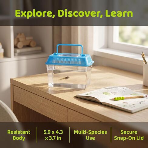 Angoily Turtle Tank, 0.4 Gal Portable Plastic Handheld Mini Fish Tanks Clear Reptile Habitat Carrier Catch and Release Aquarium Small Pet Aquarium with Handle for Travel and Home Use, Bug Cage Beach in Kuwait