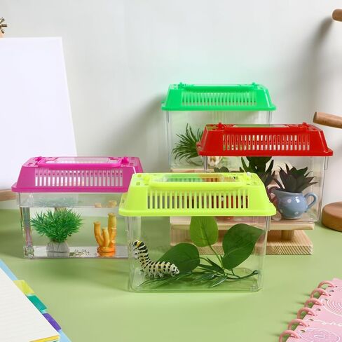 Angoily Turtle Tank, 0.4 Gal Portable Plastic Handheld Mini Fish Tanks Clear Reptile Habitat Carrier Catch and Release Aquarium Small Pet Aquarium with Handle for Travel and Home Use, Bug Cage Beach in Kuwait