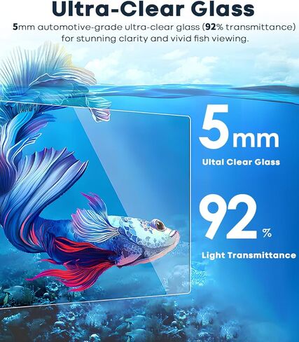 3 Gallon Aquarium Set Small Fish Tank Glass, Starter Kit with Heater Water Pump Cleaning Filter Bright Light Rocks Gravel Cleaning Tool, Leak-Proof Clear Rimless Desktop Spaces Saving Betta Fish in Kuwait