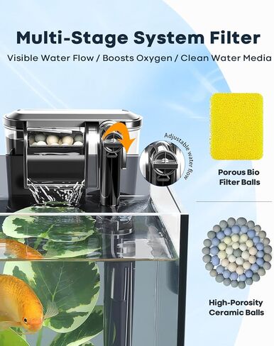 3 Gallon Aquarium Set Small Fish Tank Glass, Starter Kit with Heater Water Pump Cleaning Filter Bright Light Rocks Gravel Cleaning Tool, Leak-Proof Clear Rimless Desktop Spaces Saving Betta Fish in Kuwait