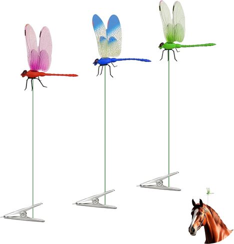 3 PCS Dragon Fly Clips for Bugs Repellent, Dragonfly Clips to Keep Bugs Away,Dragonfly Clip Bug Repellent for Garden Stakes Decor Yard Ornaments for Hat & Horse, Fly Scare Devices for Indoor Outdoor in Kuwait