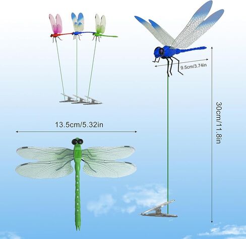 3 PCS Dragon Fly Clips for Bugs Repellent, Dragonfly Clips to Keep Bugs Away,Dragonfly Clip Bug Repellent for Garden Stakes Decor Yard Ornaments for Hat & Horse, Fly Scare Devices for Indoor Outdoor in Kuwait
