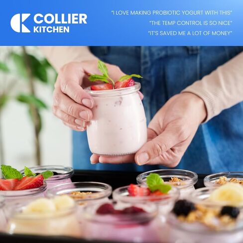 Automatic Yogurt Maker | 12 Glass Jars 180ml, Digital Timer & Temp Control | Stainless Steel Greek Yogurt Machine with Auto Shut-Off for Homemade Healthy Probiotic Snacks in Kuwait