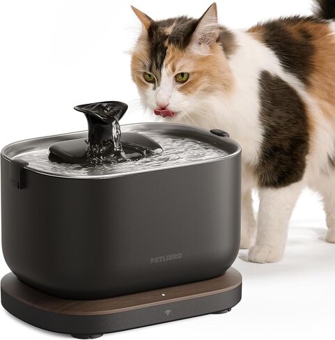 PETLIBRO Cat Water Fountain Stainless Steel Tray, App Monitoring Cat Fountain Indoor, 2.5L/84oz Dockstream Pet Water Fountain, Quite Cat Fountains for Drinking, 2.4G WiFi Cat Water Dispenser BPA-Free in Kuwait