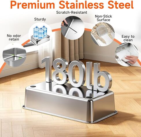 2 Pack XL Stainless Steel Litter Box with High Sides Shield for Multi Cat, Extra Large Tall Wall Open Top Deep Metal Pan for Big Cats, Anti-Leak Non-Stick Odor Control, 2 Scoops Included, Black in Kuwait