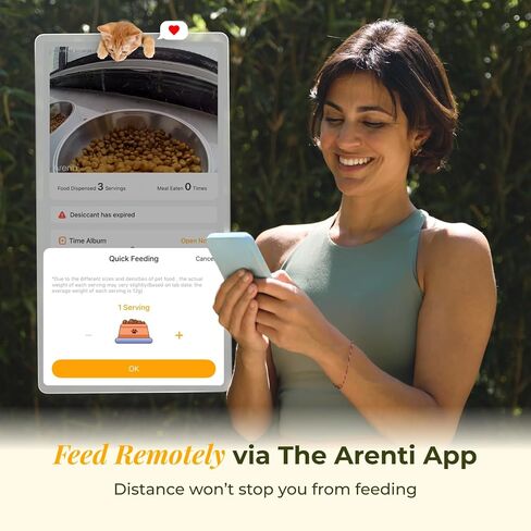 ARENTI Automatic Cat Feeder and Water Dispenser with Camera, 2K Adjustable View & Invisible Privacy Mode, 4.5L Cat Food Dispenser Fountain Combo, 5G/2.4G WiFi, 2-Way Audio, AI Alerts, Battery Backup in Kuwait