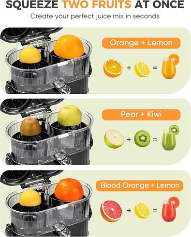 Electric Orange Juicer, Dual-Head Citrus Juicer Squeezer with Power Cord & Cleaning Brush, Built-in Cutter, One-Touch Automatic Electric Juicer Machine for Orange, Lemon and Grapefruit, Black in Kuwait