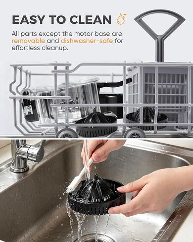 Electric Orange Juicer, Dual-Head Citrus Juicer Squeezer with Power Cord & Cleaning Brush, Built-in Cutter, One-Touch Automatic Electric Juicer Machine for Orange, Lemon and Grapefruit, Black in Kuwait