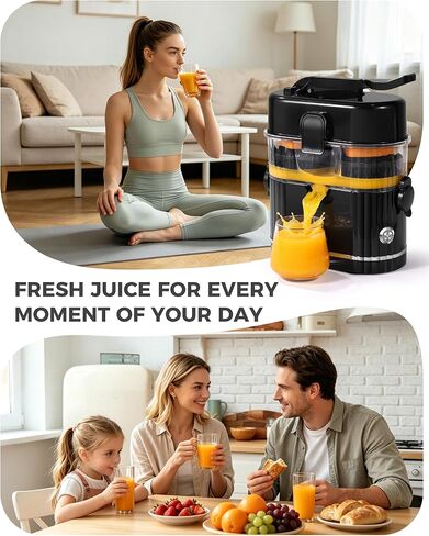 Electric Orange Juicer, Dual-Head Citrus Juicer Squeezer with Power Cord & Cleaning Brush, Built-in Cutter, One-Touch Automatic Electric Juicer Machine for Orange, Lemon and Grapefruit, Black in Kuwait