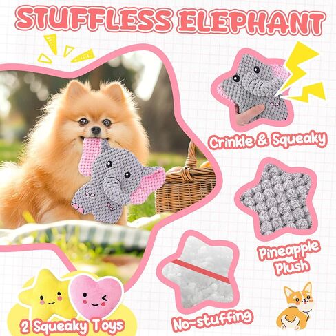 XIUGOAL Pink Puppy Toys - 9 Pack Puppy Chew Toys for Teething, Enrichment Dog Toys for Small Dogs to Keep Them Busy, Squeaky Plush Toy for Boredom in Kuwait