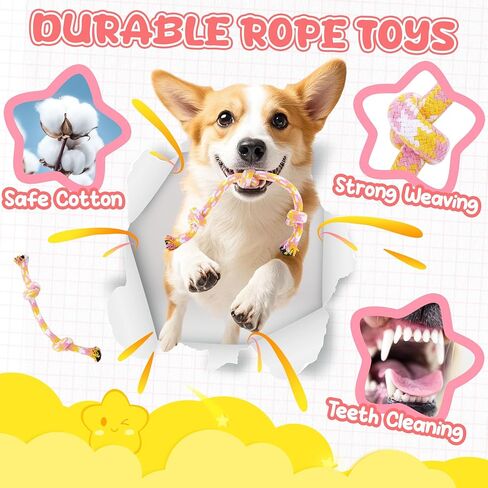 XIUGOAL Pink Puppy Toys - 9 Pack Puppy Chew Toys for Teething, Enrichment Dog Toys for Small Dogs to Keep Them Busy, Squeaky Plush Toy for Boredom in Kuwait
