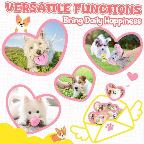XIUGOAL Pink Puppy Toys - 9 Pack Puppy Chew Toys for Teething, Enrichment Dog Toys for Small Dogs to Keep Them Busy, Squeaky Plush Toy for Boredom in Kuwait