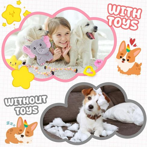 XIUGOAL Pink Puppy Toys - 9 Pack Puppy Chew Toys for Teething, Enrichment Dog Toys for Small Dogs to Keep Them Busy, Squeaky Plush Toy for Boredom in Kuwait