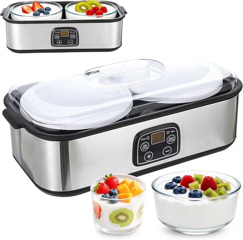 Yogurt Maker with Adjustable Temperature & Time Control,Digital Yogurt Maker Machine with 8×6oz Glass Jars,Make Trillions of Live Probiotics & Wellness Gifts for Men & Women in Kuwait