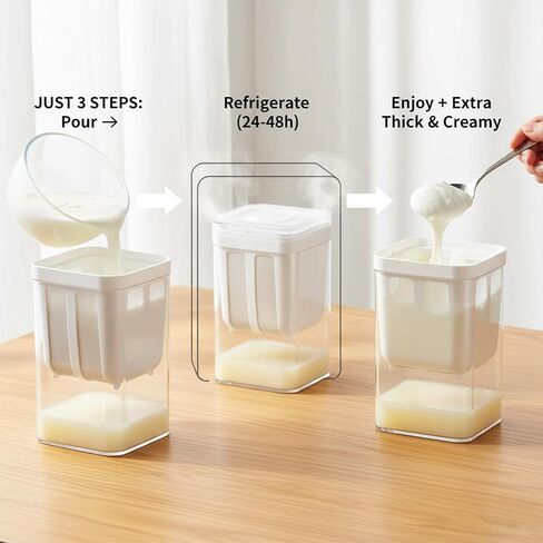 2Pcs Greek Yogurt Strainer, 1100ml Yogurt Maker Strainer System with 3 Fine Mesh Bags & Lid for Thick Greek Yogurt, Kefir, Soy Milk, Juices, Coffee in Kuwait
