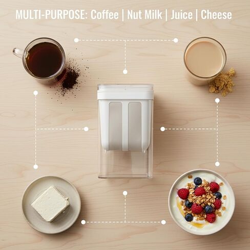 2Pcs Greek Yogurt Strainer, 1100ml Yogurt Maker Strainer System with 3 Fine Mesh Bags & Lid for Thick Greek Yogurt, Kefir, Soy Milk, Juices, Coffee in Kuwait