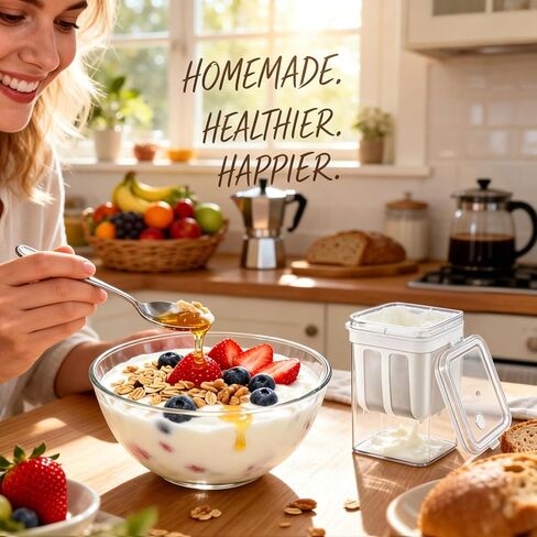 2Pcs Greek Yogurt Strainer, 1100ml Yogurt Maker Strainer System with 3 Fine Mesh Bags & Lid for Thick Greek Yogurt, Kefir, Soy Milk, Juices, Coffee in Kuwait