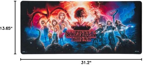 Stranger Things Mouse Pad Official Netflix - Desk Pad - 31.5" x 13.78" Non-Slip Rubber Base Mouse Pad, Gaming Mouse Pad, Keyboard Mouse Mat - Stranger Things Gifts in Saudi Arabia
