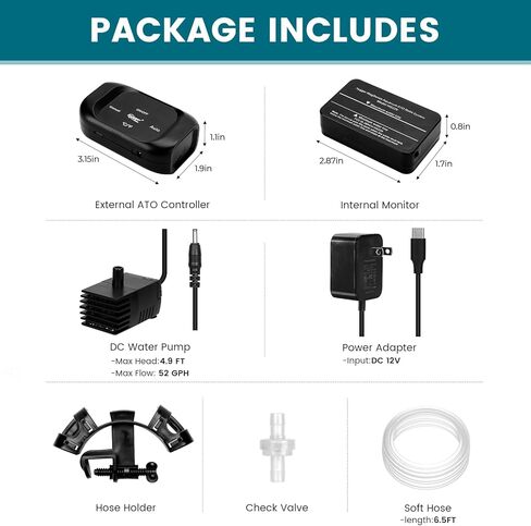 hygger Intelligent Auto Top Off System, Saltwater Aquarium ATO Water Level Refill Controller Kit for Reef Breeders and Freshwater Tank Supplies in Kuwait