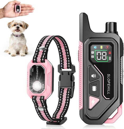 SLOPEHILL Mini Shock Collar for Small Dogs 5-30lbs, 4200FT Dog Training Collar with Remote,IPX8 Waterproof E-Collar Features Beep,Vibration,Shock,Light,No Shock Modes,Security Lock,Pink in Kuwait
