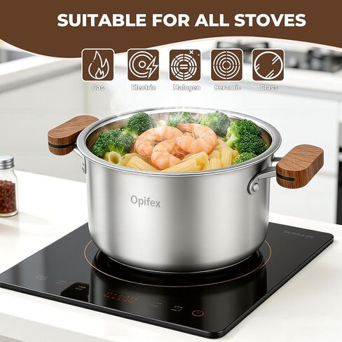 Stainless Steel Deep Fryer Pot with Basket,3.0L Stockpot for Home Use Frying, Pasta, Soup & Stews, 304 Stainless Steel, Glass Lid, Strainer Basket for All Stovetops in Kuwait