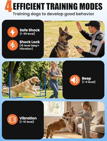 2-in-1 Dog Bark & Shock Collar, Dog Training Collar with 4 Training Modes Beep/Vibration/Shock/no Shock, 3300FT Remote, IPX7 Waterproof E Collars with AI Anti Barking for Small Medium Large Dog in Kuwait